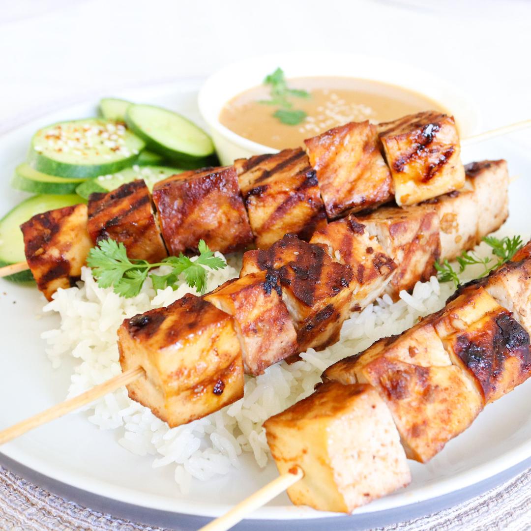 Tofu Kabobs with Peanut Sauce