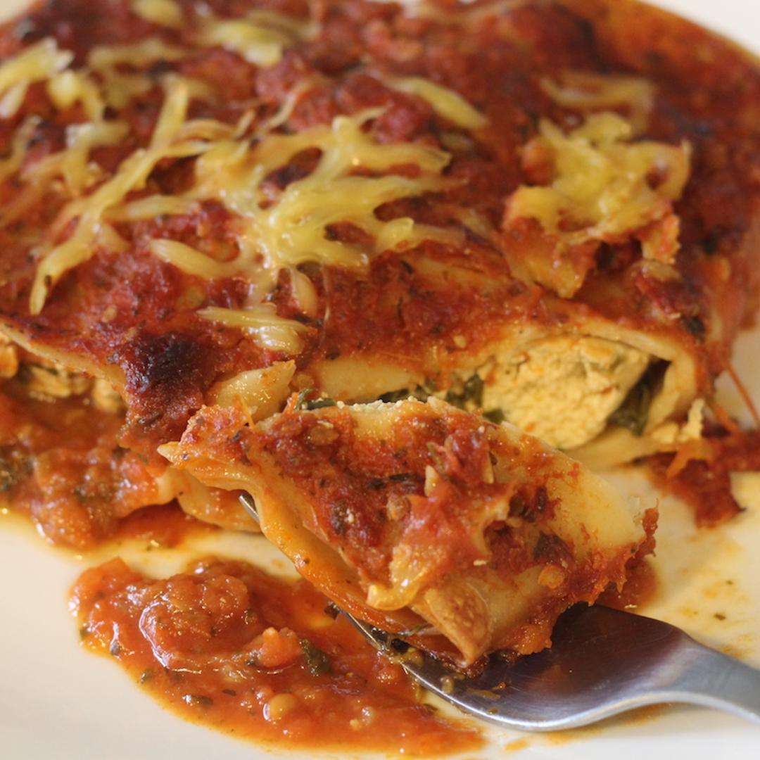 Tofu & spinach Cannelloni